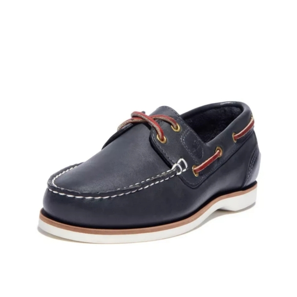 Timberland Shoes | Timberland Women's Classic 2-Eye Leather Boat Shoes - Medium Blue Full-Grain | Color: Blue/White | Size: 6.5 | Nbk_Fire_Attire's